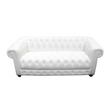 3er Sofa Chesterfield schneeweiß